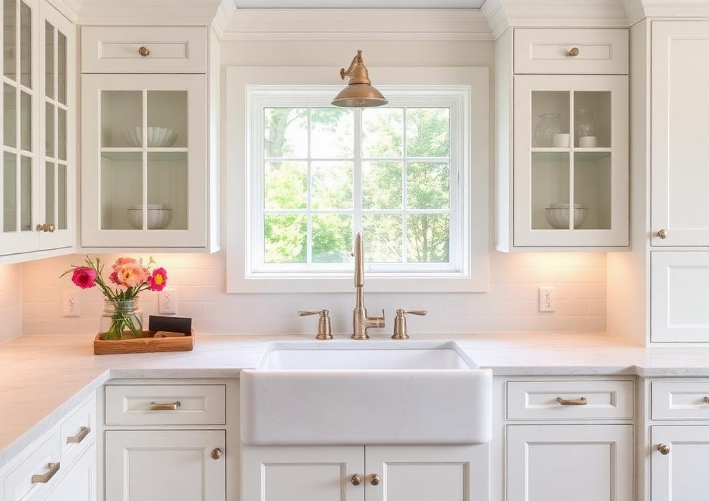 Farm style sink in custom cabinetry