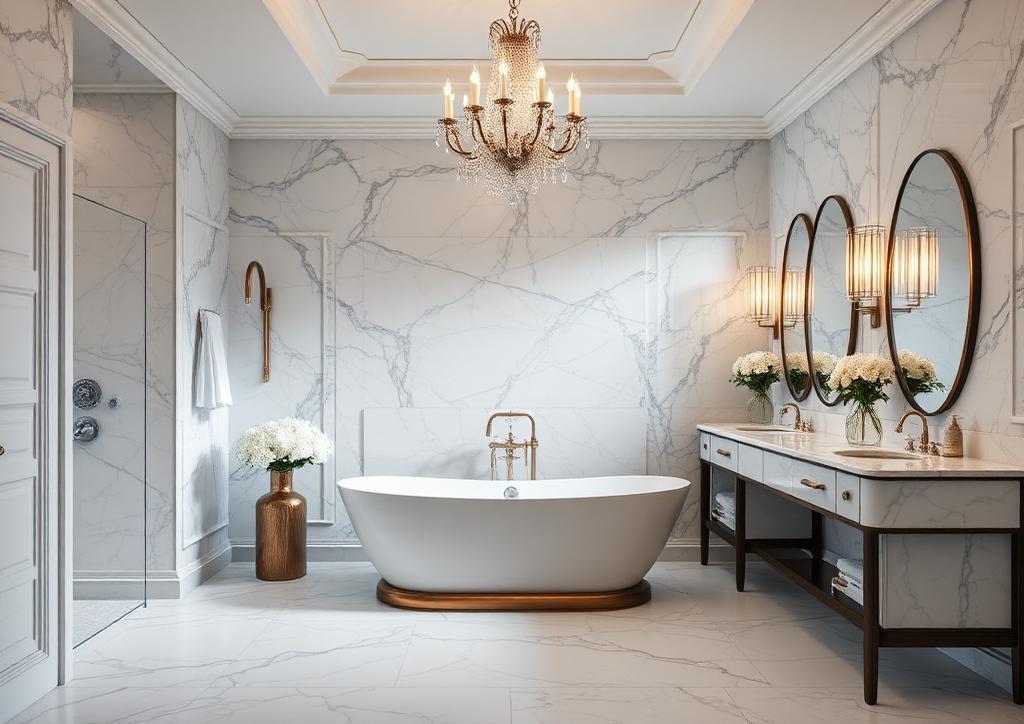 Luxury bathroom with freestanding tub